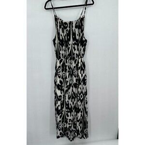 Athleta Womens Dress Small IKAT Black White Geometric Tulip Skirt Half Lined